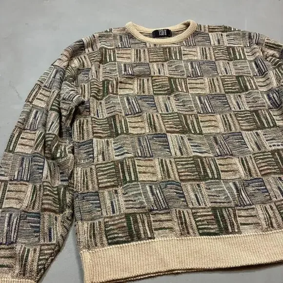Vintage TSR Geometric Knit Abtract Earth Tone Sweater XL (Made in USA) - Picture 5 of 8